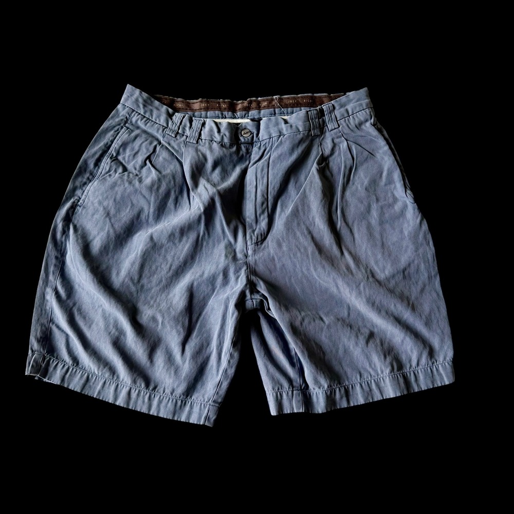 Joey Rich Mens Silk Cotton Pleated Shorts Blue Sz 34 Summer
